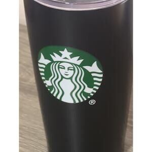 STARBUCKS Metal Tumbler Black w/ Green Mermaid Logo 20 oz - 2018 (RARE)